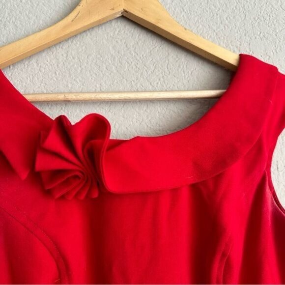 Calvin Klein Sheath Dress Womens Size 2 Red Rosette Accent Sleeveless Lined - Picture 7 of 12